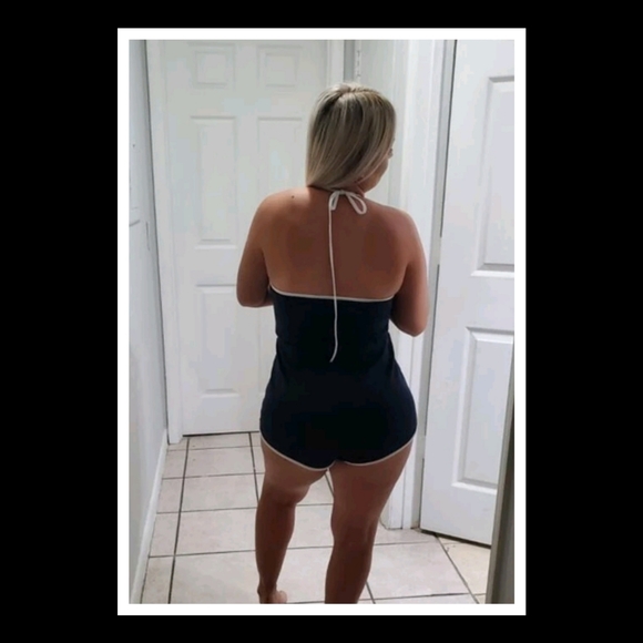 💋LETTER GRAPHIC SELF TIE HALTER ROMPER!!! - Picture 9 of 14